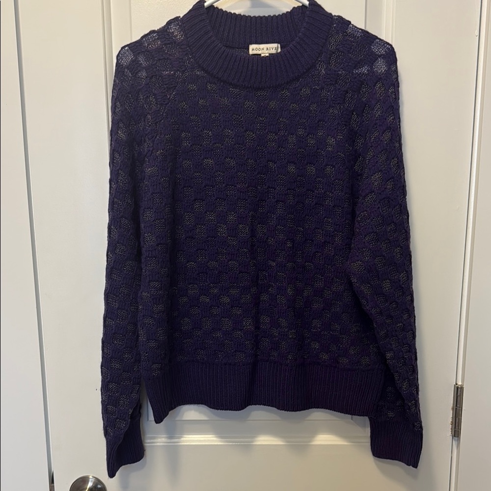 NWOT Moon River Purple Crew Neck Sweater